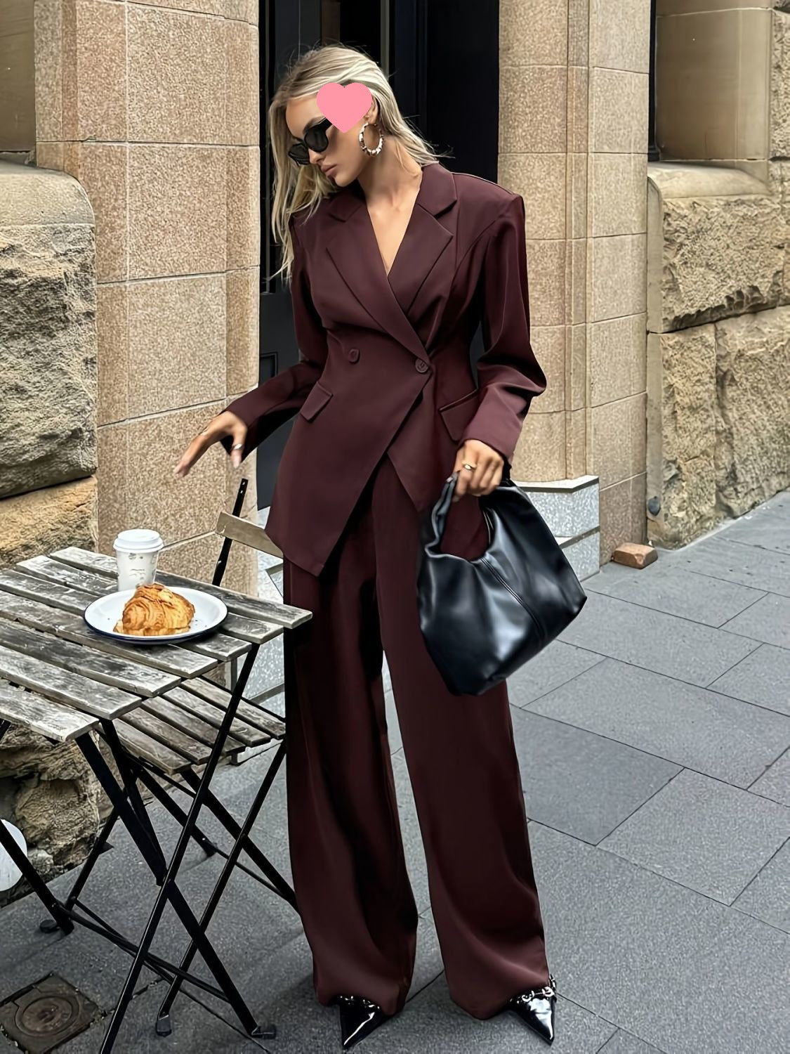 Brown Double-Breasted Blazer