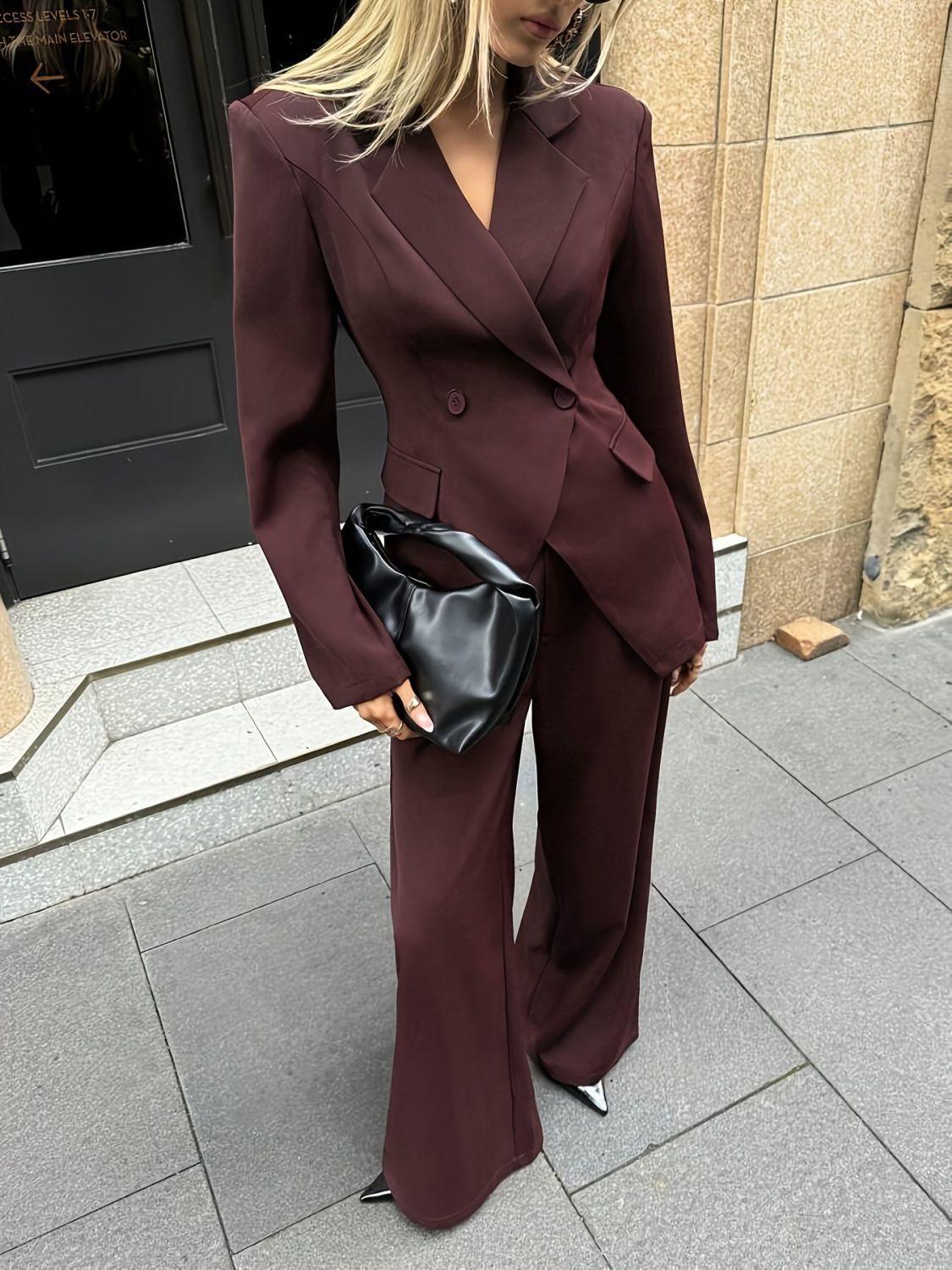 Brown Double-Breasted Blazer