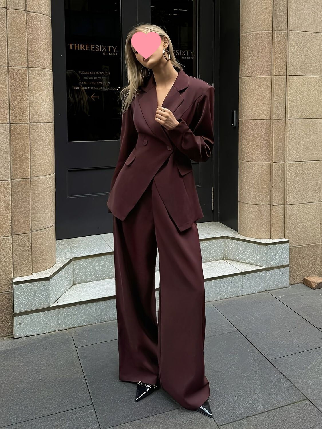Brown Double-Breasted Blazer